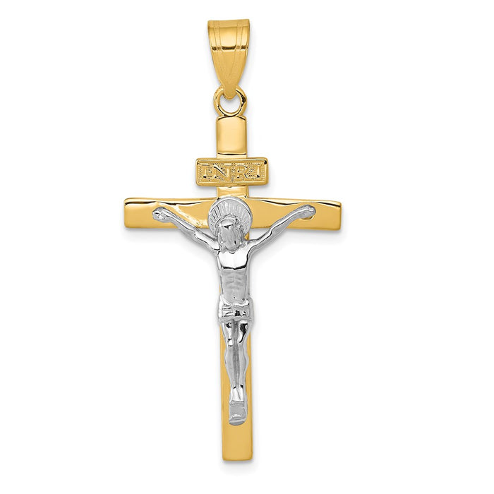 Million Charms 14K Two-Tone Inri Relgious Crucifix Pendant