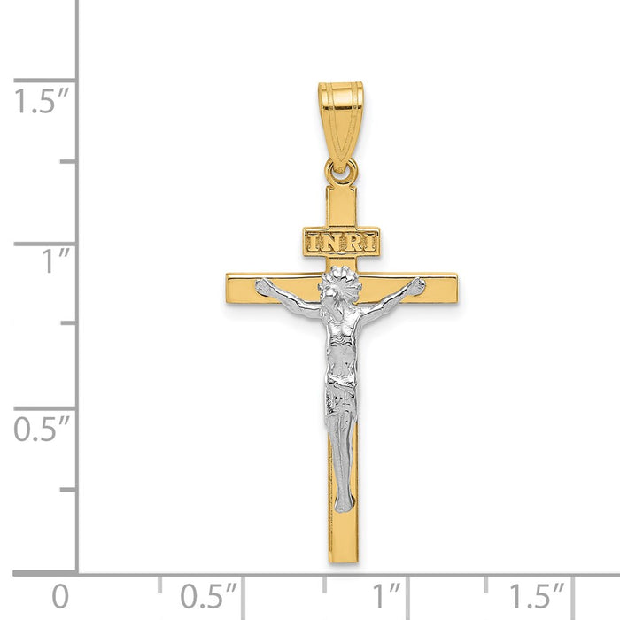 Million Charms 14K Two-Tone Inri Relgious Crucifix Pendant