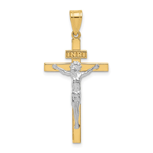 Million Charms 14K Two-Tone Inri Relgious Crucifix Pendant