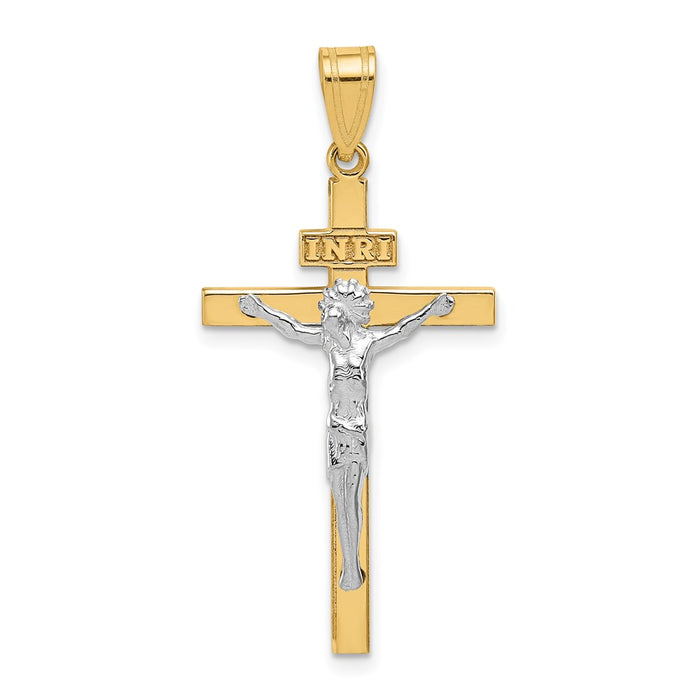 Million Charms 14K Two-Tone Inri Relgious Crucifix Pendant