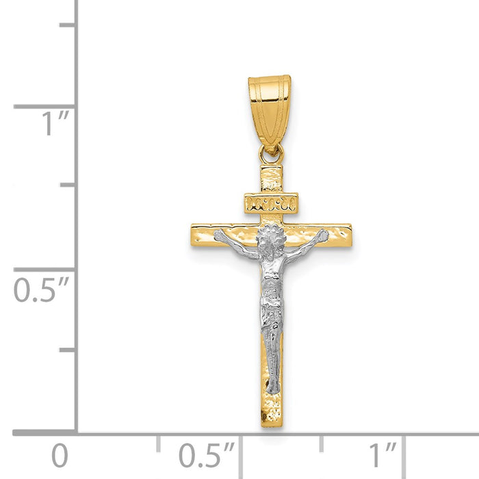 Million Charms 14K Two-Tone Inri Relgious Crucifix Pendant