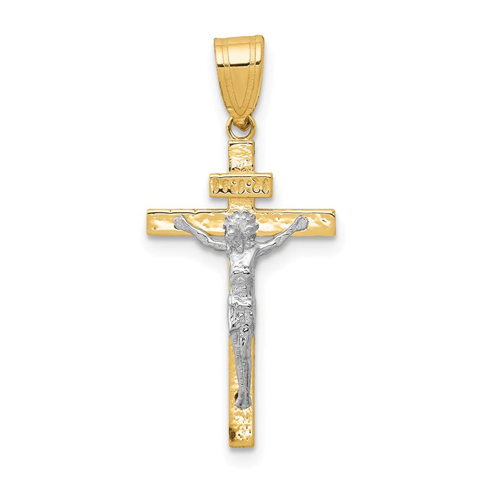 Million Charms 14K Two-Tone Inri Relgious Crucifix Pendant