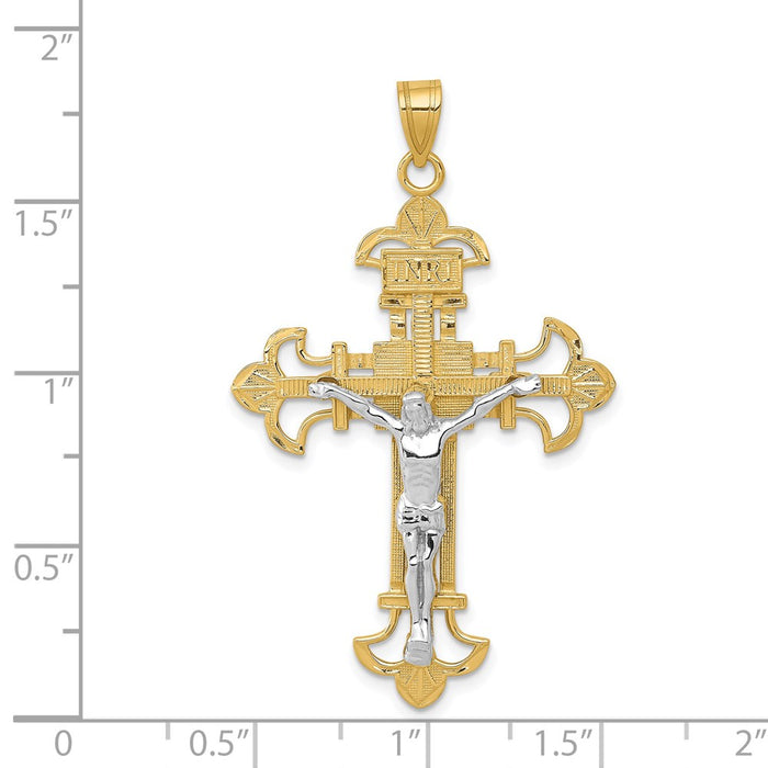 Million Charms 14K Two-Tone Inri Relgious Crucifix Pendant