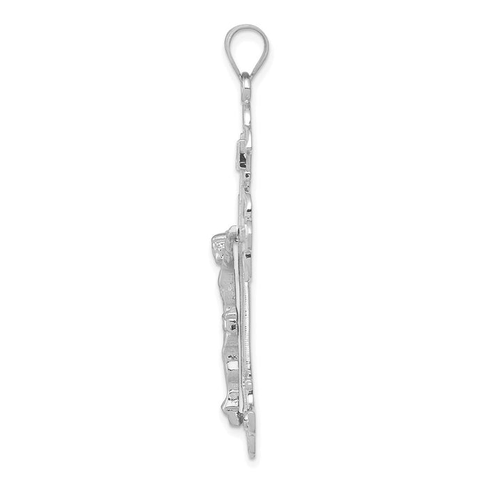 Million Charms 14K White Gold Themed Inri Relgious Crucifix Pendant