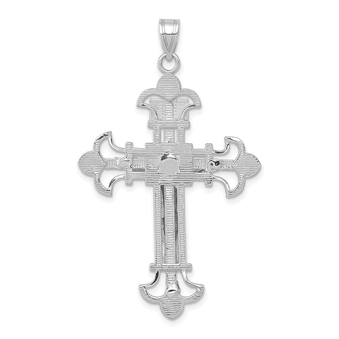 Million Charms 14K White Gold Themed Inri Relgious Crucifix Pendant