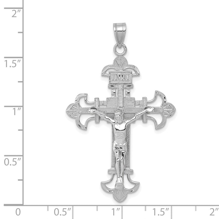 Million Charms 14K White Gold Themed Inri Relgious Crucifix Pendant