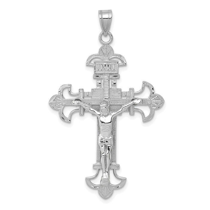 Million Charms 14K White Gold Themed Inri Relgious Crucifix Pendant