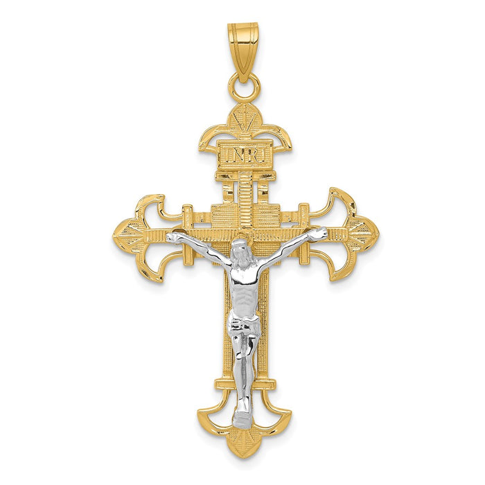 Million Charms 14K Two-Tone Inri Relgious Crucifix Pendant