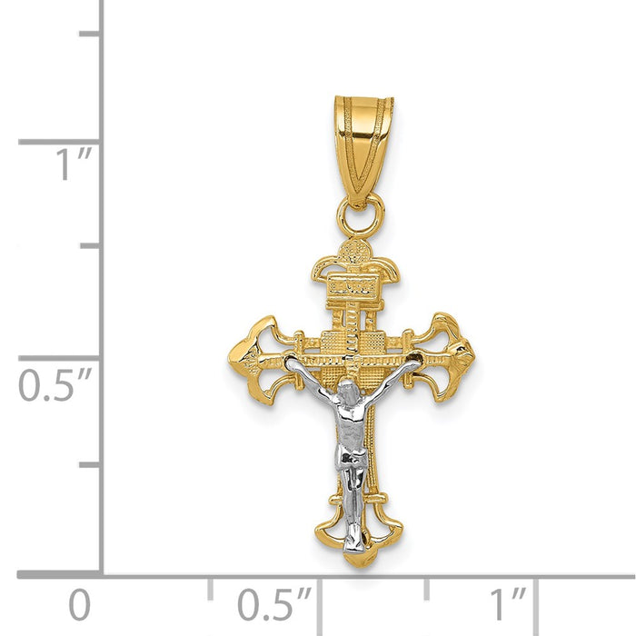 Million Charms 14K Two-Tone Inri Relgious Crucifix Charm