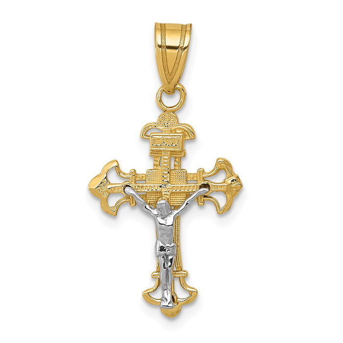 Million Charms 14K Two-Tone Inri Relgious Crucifix Charm