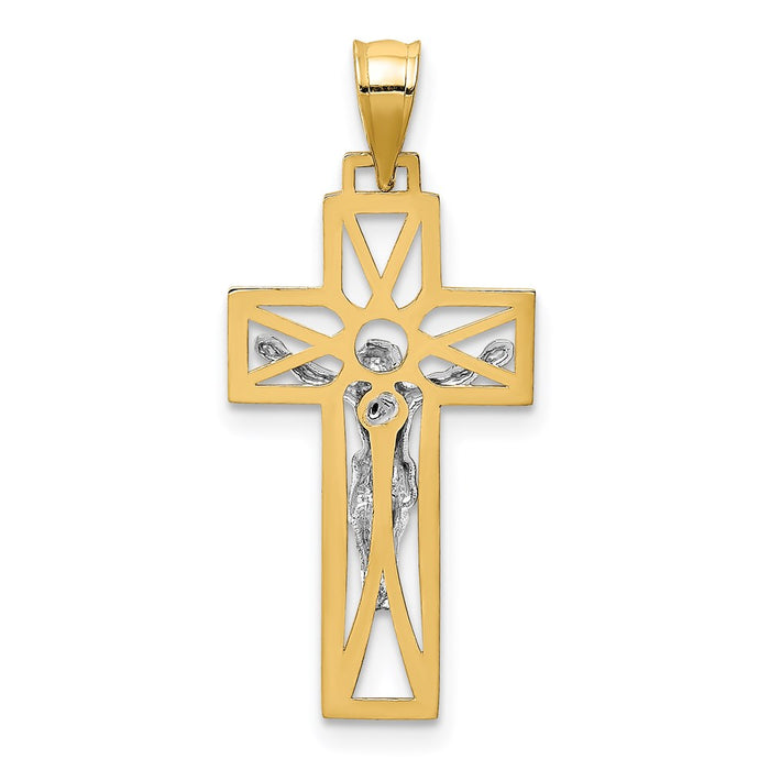 Million Charms 14K Two-Tone Relgious Crucifix Pendant