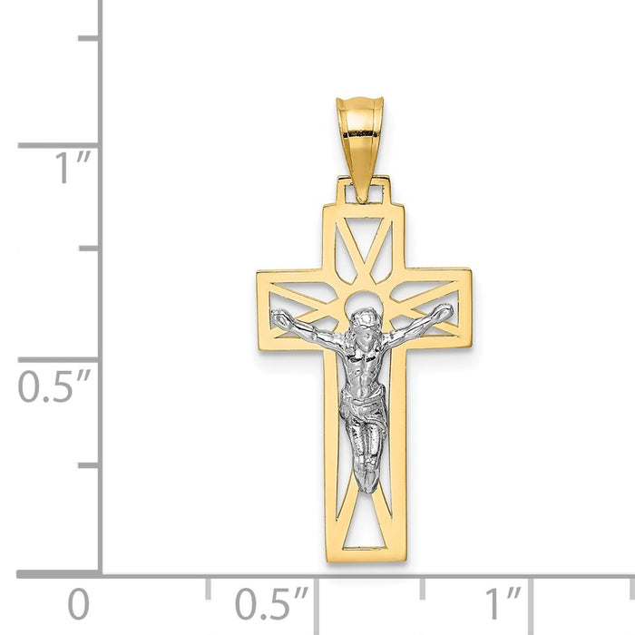 Million Charms 14K Two-Tone Relgious Crucifix Pendant