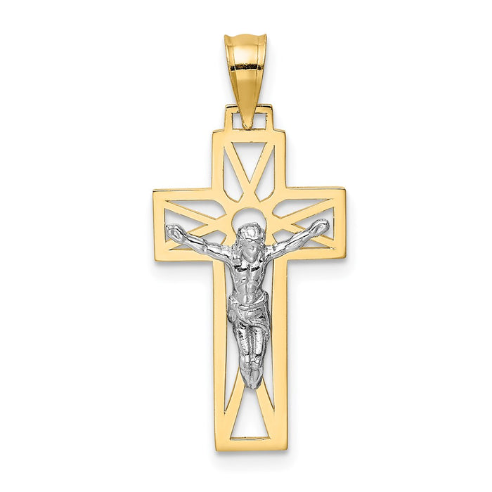 Million Charms 14K Two-Tone Relgious Crucifix Pendant