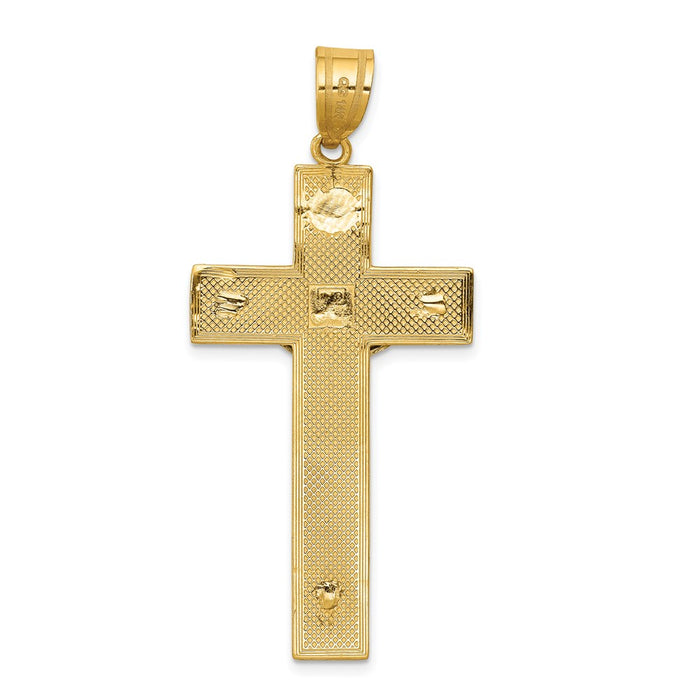 Million Charms 14K Two-Tone Diamond-Cut Relgious Crucifix Pendant