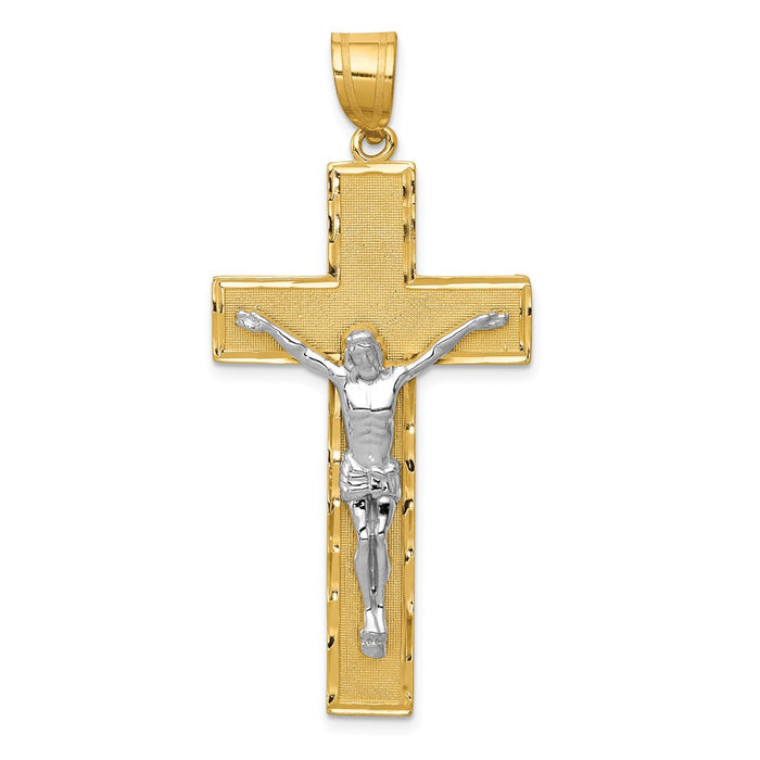 Million Charms 14K Two-Tone Diamond-Cut Relgious Crucifix Pendant