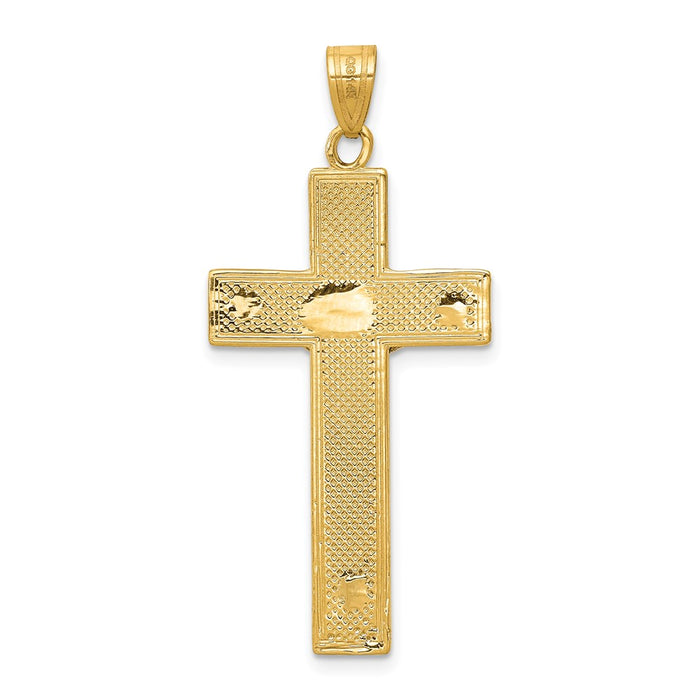 Million Charms 14K Two-Tone Diamond-Cut Relgious Crucifix Pendant