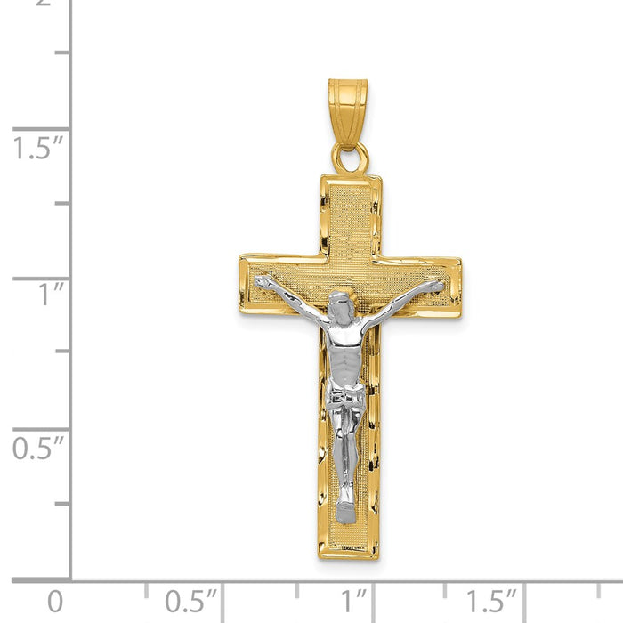 Million Charms 14K Two-Tone Diamond-Cut Relgious Crucifix Pendant