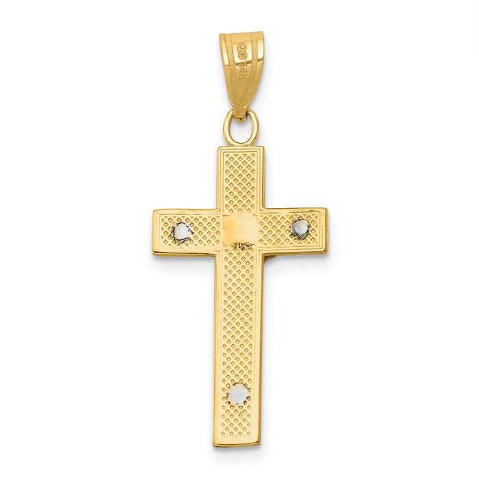 Million Charms 14K Two-Tone Diamond-Cut Relgious Crucifix Charm