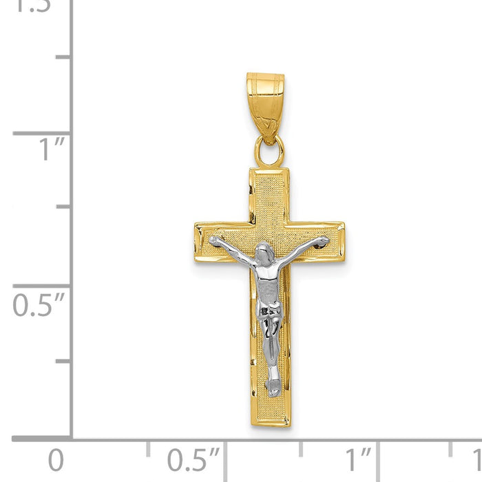 Million Charms 14K Two-Tone Diamond-Cut Relgious Crucifix Charm