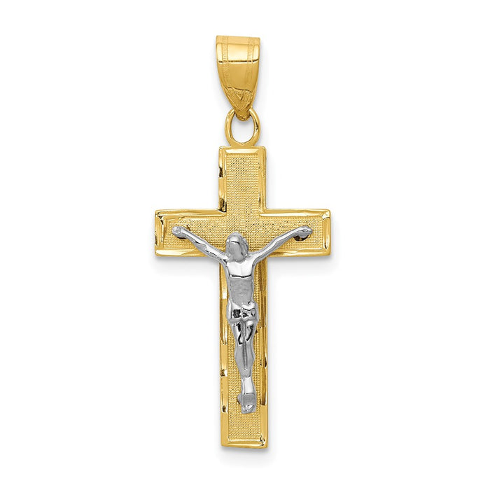 Million Charms 14K Two-Tone Diamond-Cut Relgious Crucifix Charm