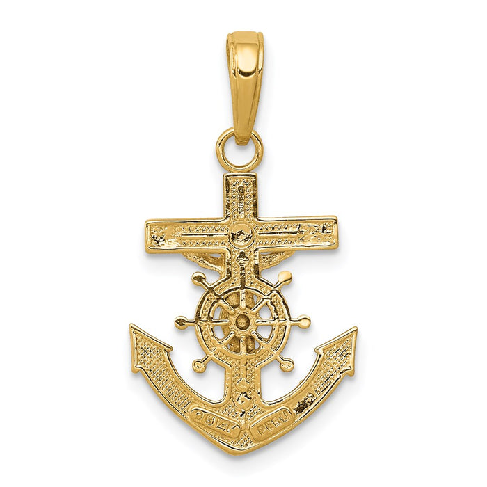 Million Charms 14K Yellow Gold Themed Mariners Relgious Crucifix Pendant