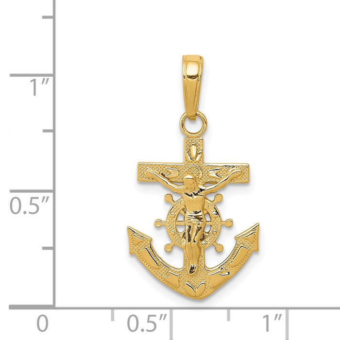 Million Charms 14K Yellow Gold Themed Mariners Relgious Crucifix Pendant