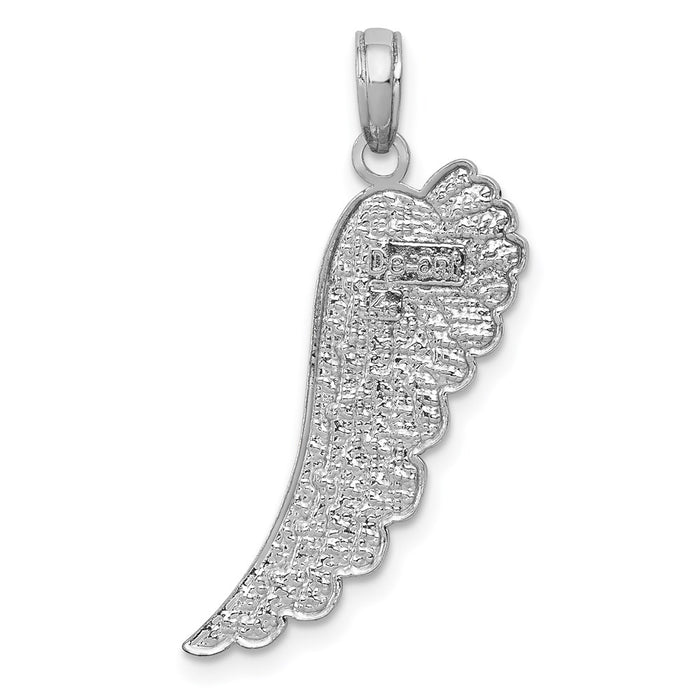 Million Charms 14K White Gold Themed Angel Wing Pendant