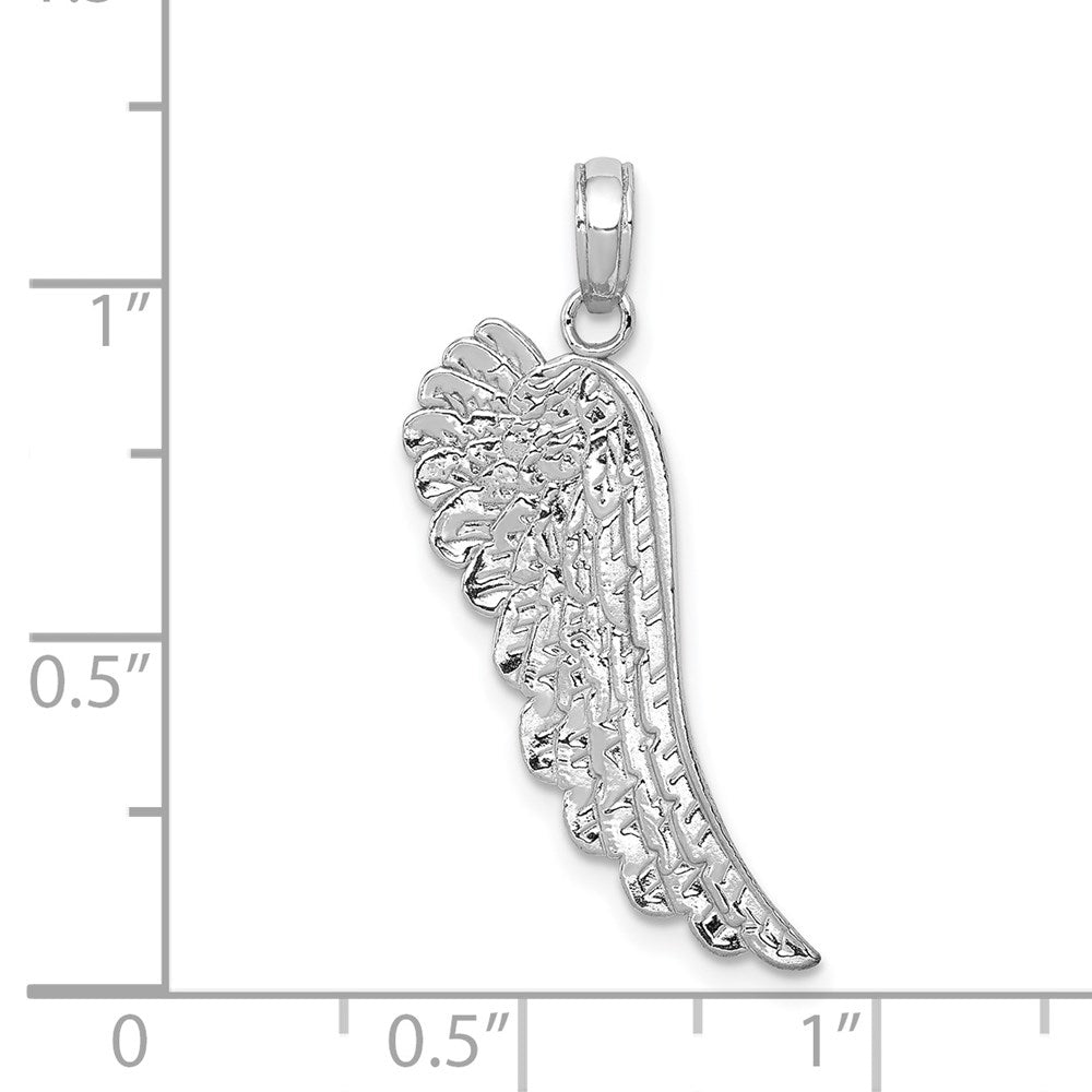 Million Charms 14K White Gold Themed Angel Wing Pendant