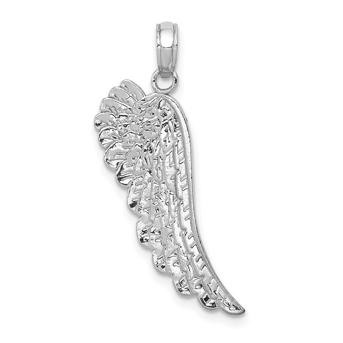 Million Charms 14K White Gold Themed Angel Wing Pendant