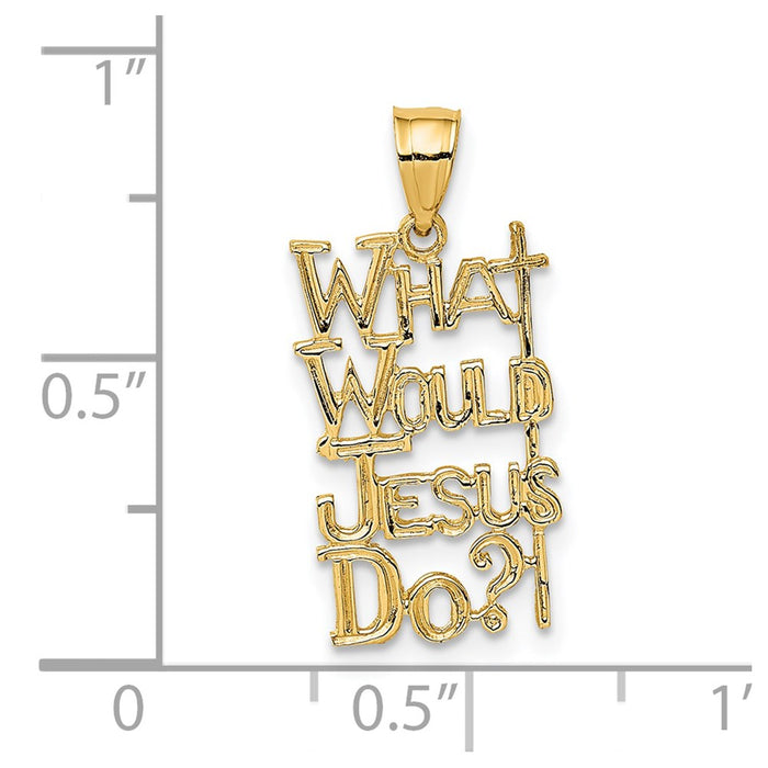 Million Charms 14K Yellow Gold Themed What Would Jesus Do? Relgious Cross Pendant