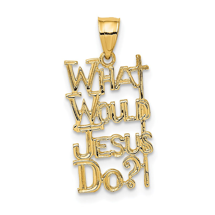 Million Charms 14K Yellow Gold Themed What Would Jesus Do? Relgious Cross Pendant