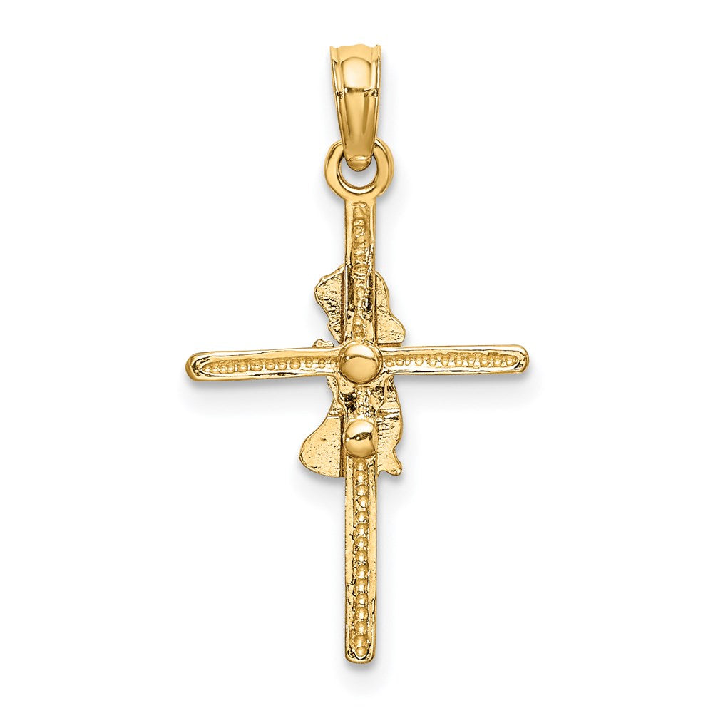 Million Charms 14K Yellow Gold Themed Praying Girl Relgious Cross Charm