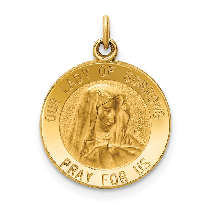 Million Charms 14K Yellow Gold Themed Relgious Our Lady Of Sorrows Medal Charm