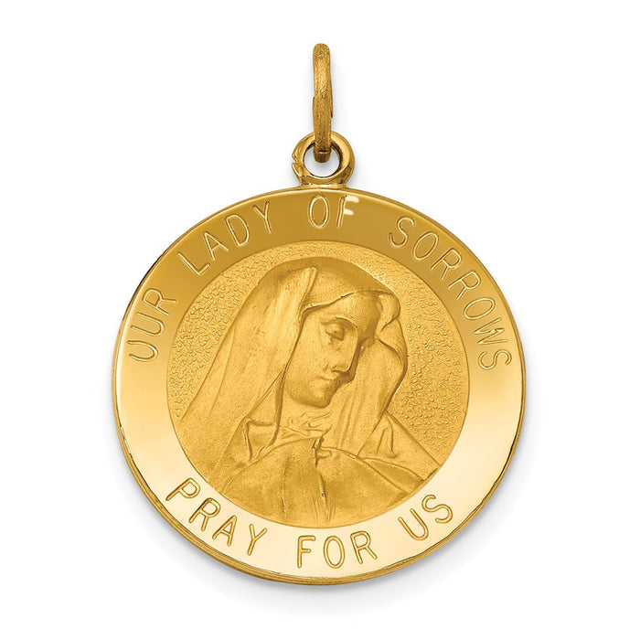 Million Charms 14K Yellow Gold Themed Relgious Our Lady Of Sorrows Medal Pendant