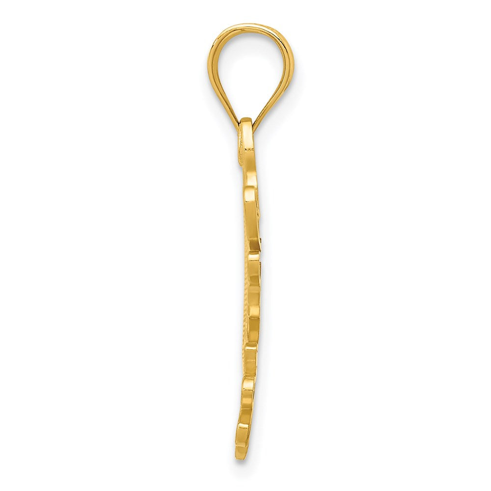 Million Charms 14K Yellow Gold Themed Dove With Heart Pendant