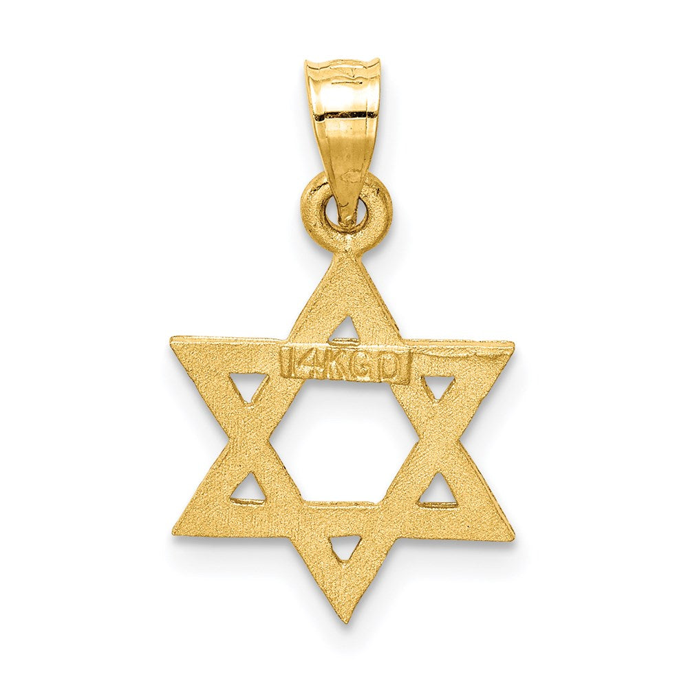 Million Charms 14K Yellow Gold Themed Solid Satin Religious Jewish Star Of David Charm