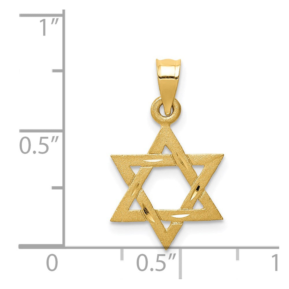 Million Charms 14K Yellow Gold Themed Solid Satin Religious Jewish Star Of David Charm