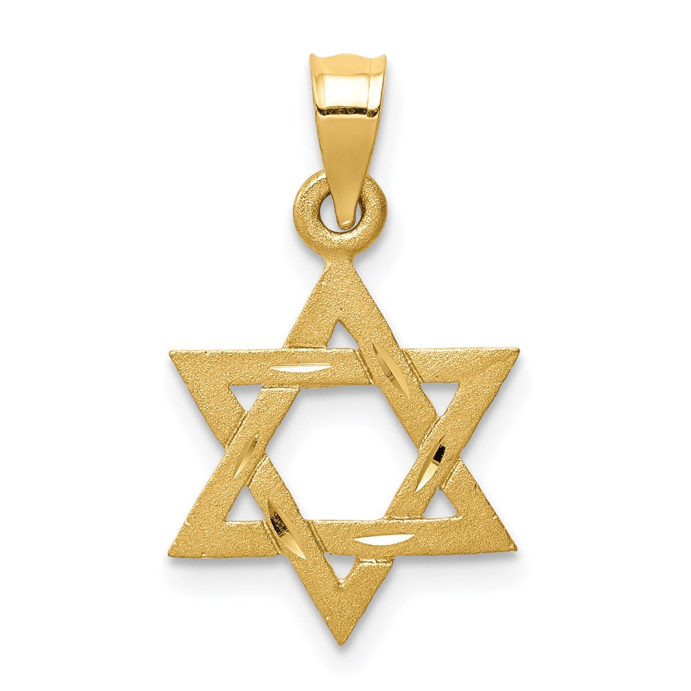 Million Charms 14K Yellow Gold Themed Solid Satin Religious Jewish Star Of David Charm
