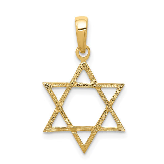 Million Charms 14K Yellow Gold Themed Religious Jewish Star Of David Pendant