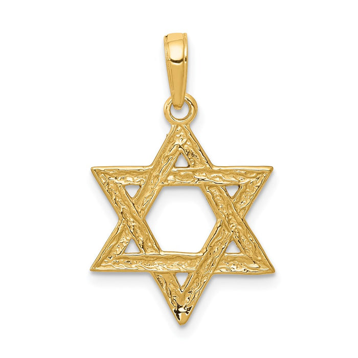 Million Charms 14K Yellow Gold Themed Religious Jewish Star Of David Pendant