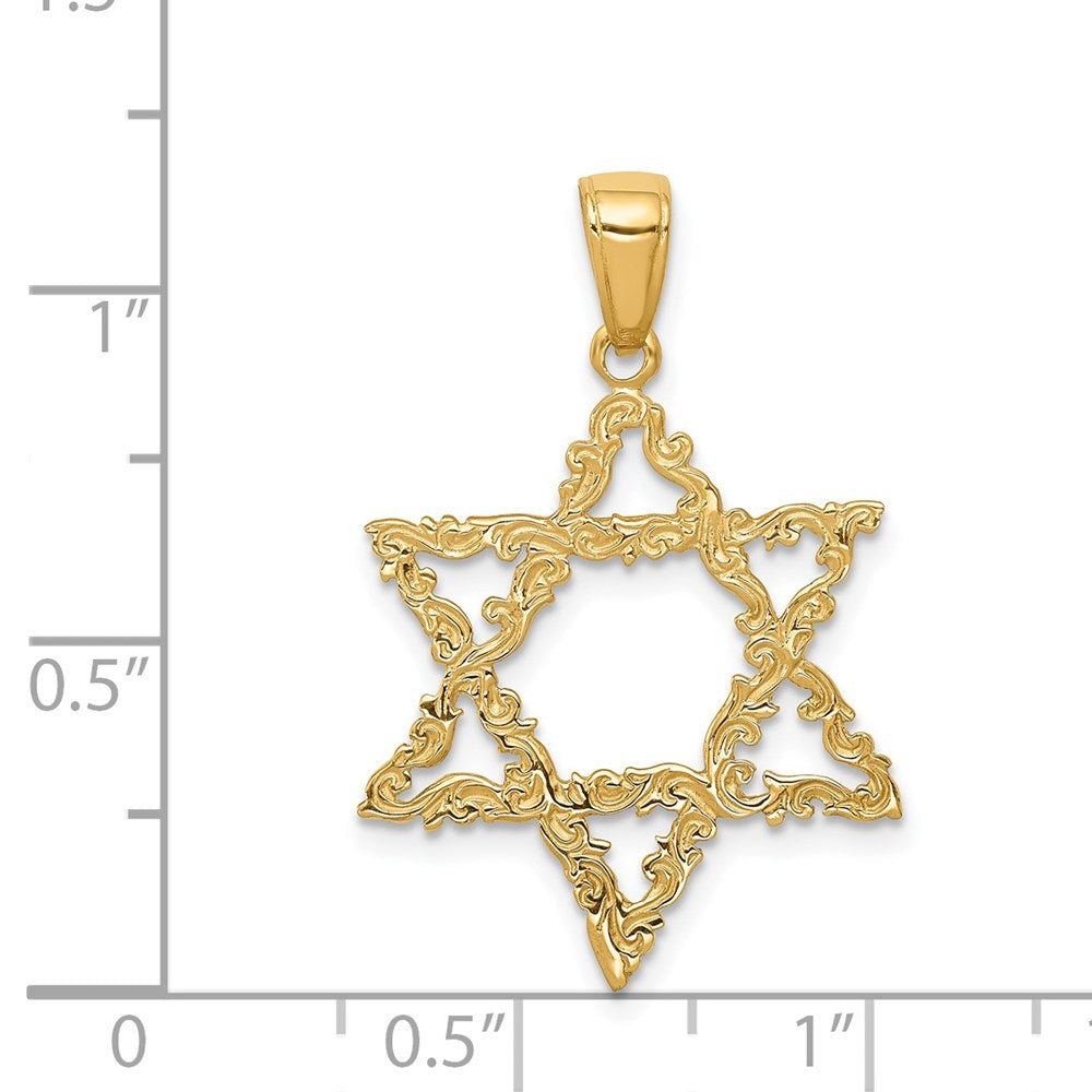 Million Charms 14K Yellow Gold Themed Religious Jewish Star Of David Pendant