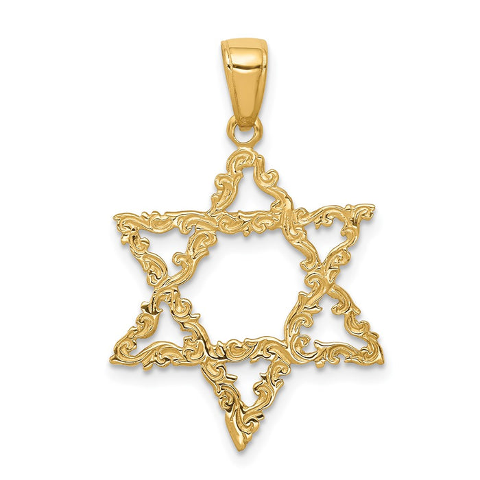 Million Charms 14K Yellow Gold Themed Religious Jewish Star Of David Pendant