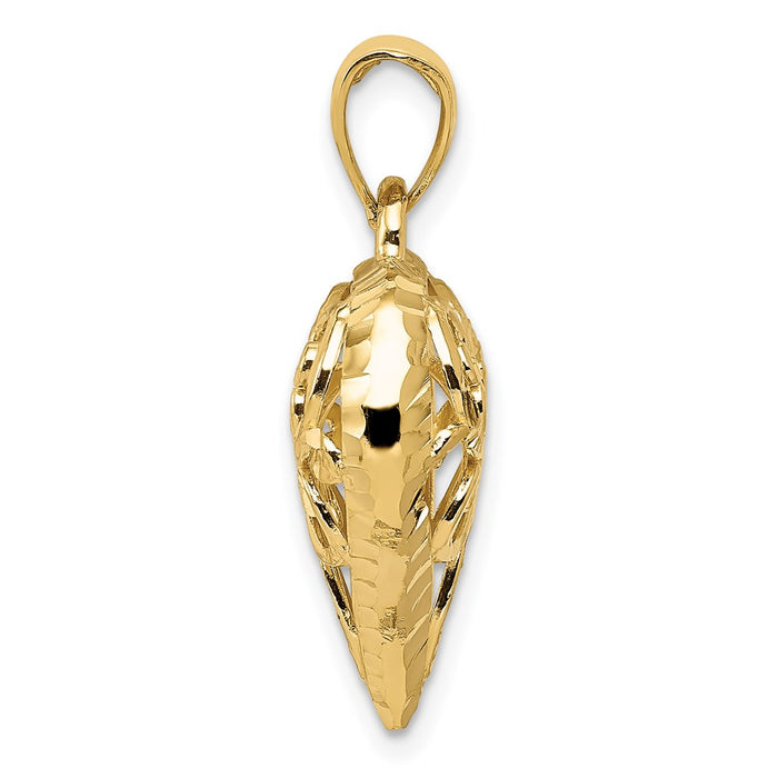 Million Charms 14K Yellow Gold Themed Polished 3-D Filigree Heart Pendant