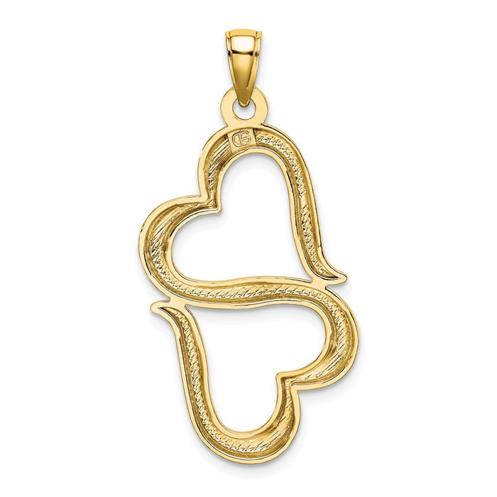 Million Charms 14K Yellow Gold Themed Polished Connected Double Hearts Pendant