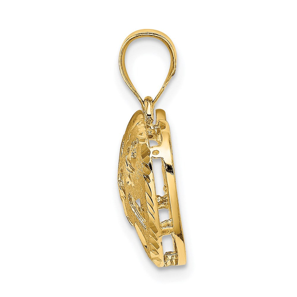 Million Charms 14K Yellow Gold Themed Cut-Out Hearts On Heart Charm
