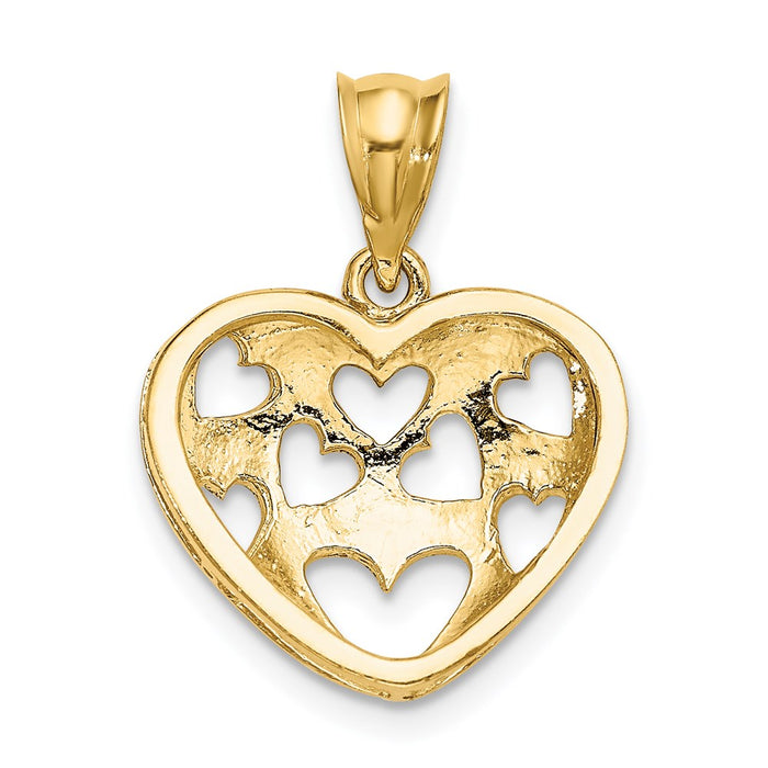 Million Charms 14K Yellow Gold Themed Cut-Out Hearts On Heart Charm