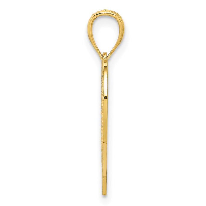 Million Charms 14K Yellow Gold Themed With Rhodium-plated Polished Beaded Hearts In Heart Pendant