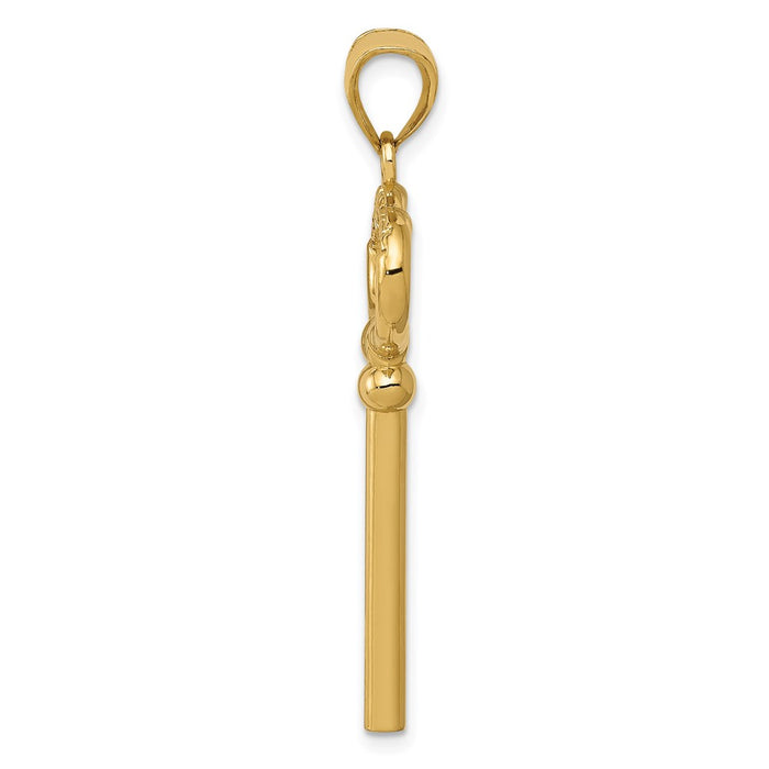 Million Charms 14K Yellow Gold Themed Polished 3-D Key To My Heart Key Charm