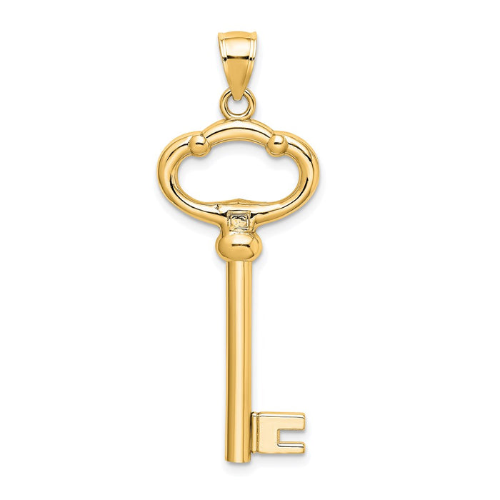 Million Charms 14K Yellow Gold Themed Polished 3-D Key To My Heart Key Charm