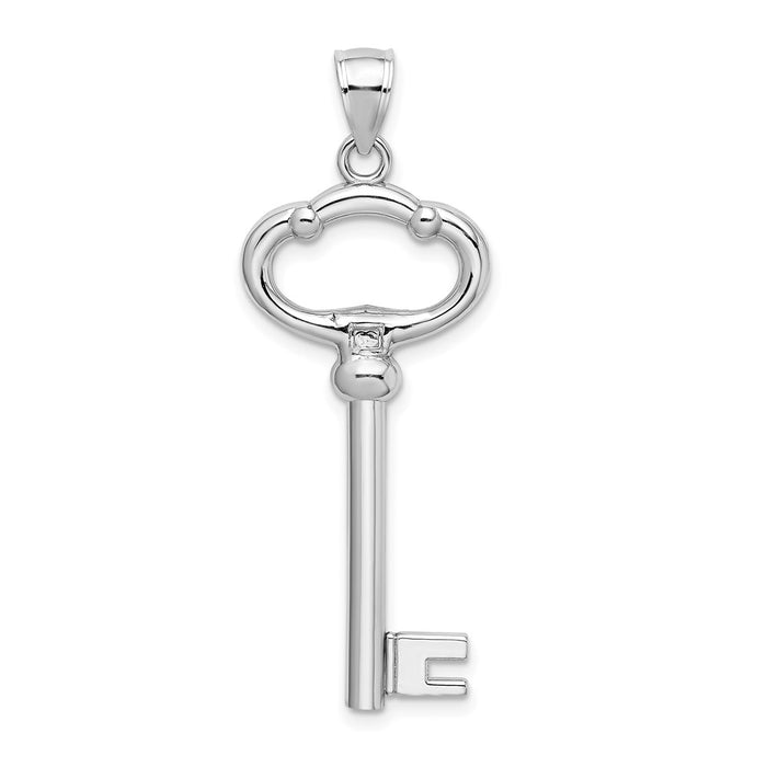 Million Charms 14K White Gold Themed Key To My Heart Key Charm